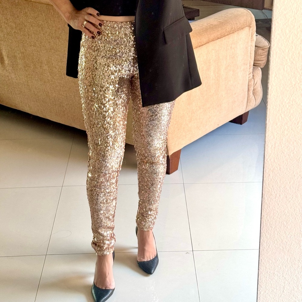 Rose Gold Sequin Women's Leggings